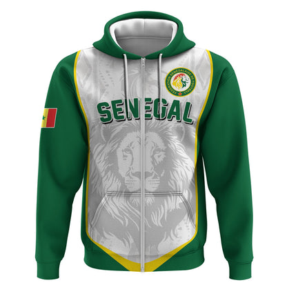 Custom Senegal Football 2026 Zip Hoodie Proud Lions of Teranga Spirit