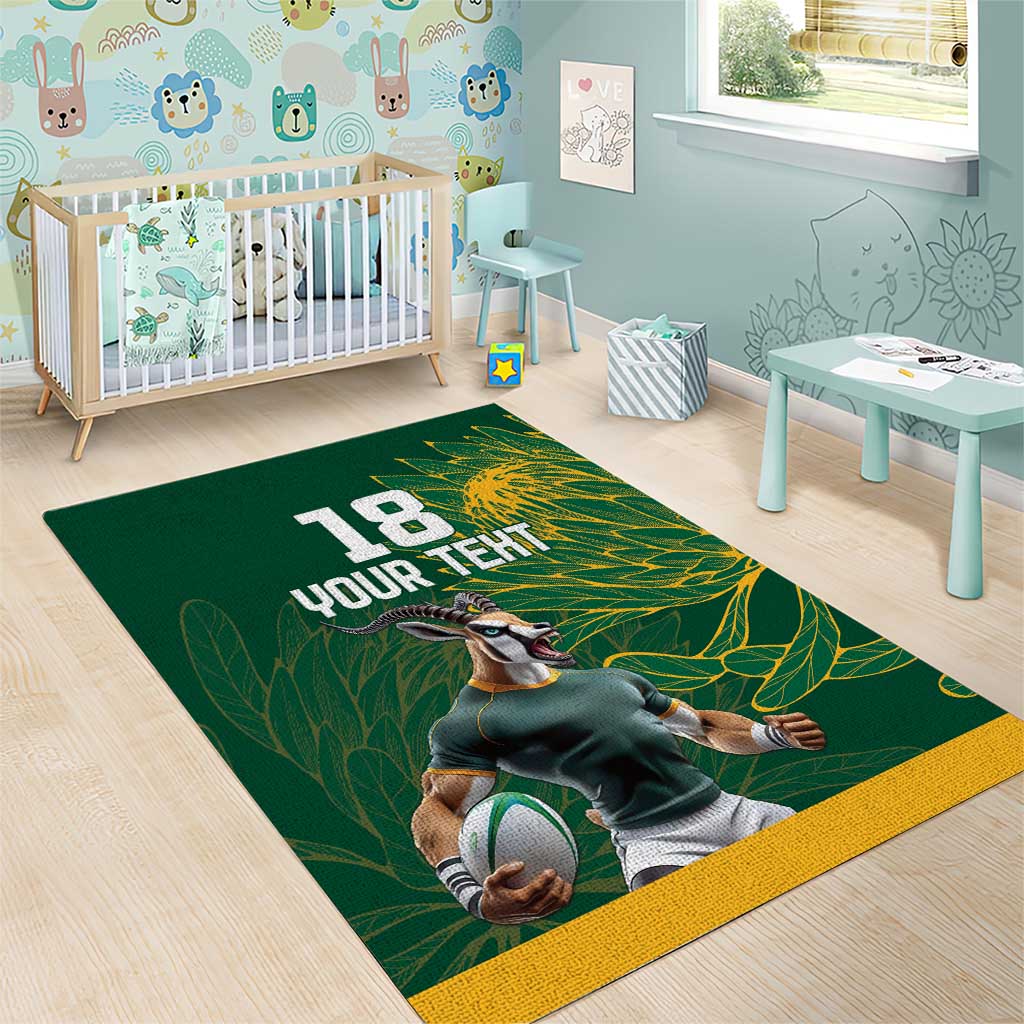 Rugby South Africa Champion Custom Area Rug Springboks Mascot - African Pride