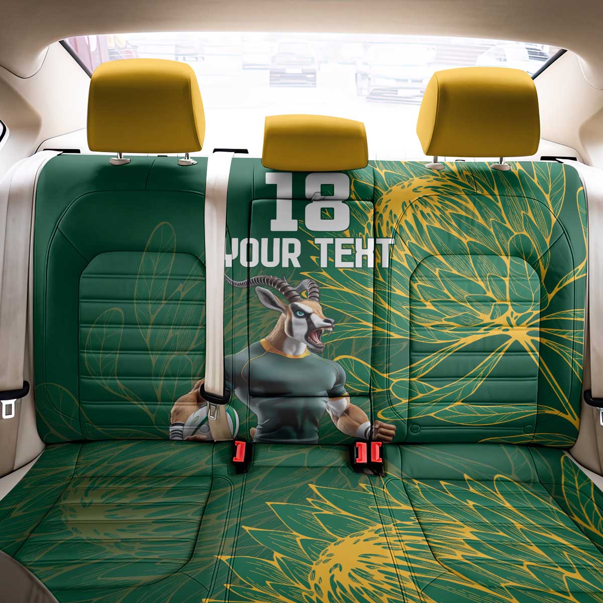 Rugby South Africa Champion Custom Back Car Seat Cover Springboks Mascot - African Pride