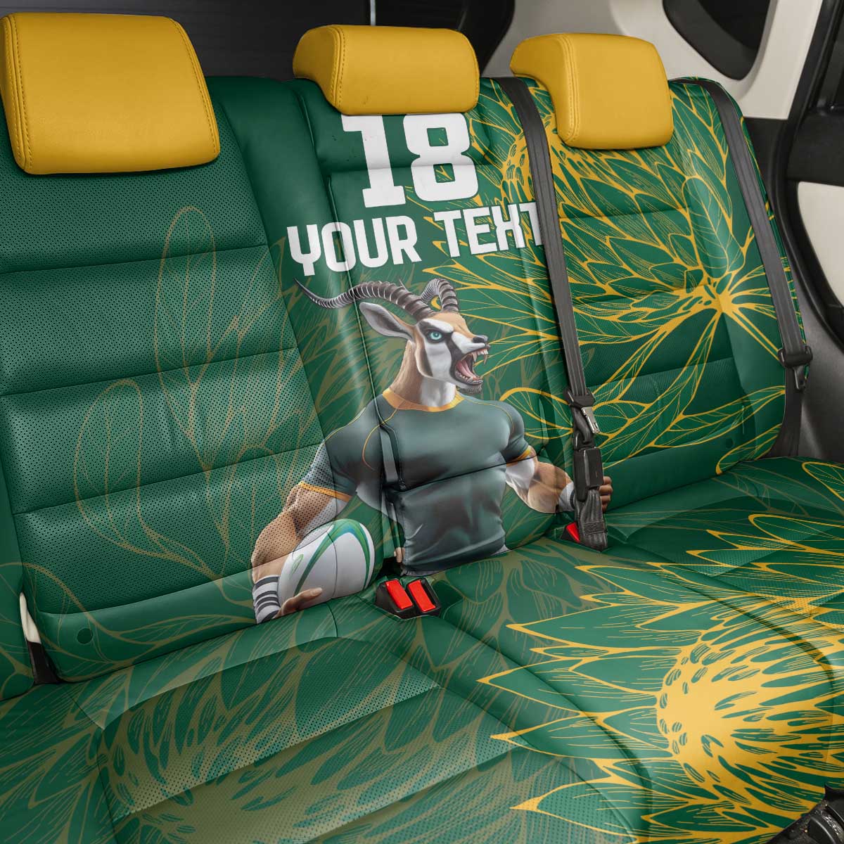 Rugby South Africa Champion Custom Back Car Seat Cover Springboks Mascot - African Pride