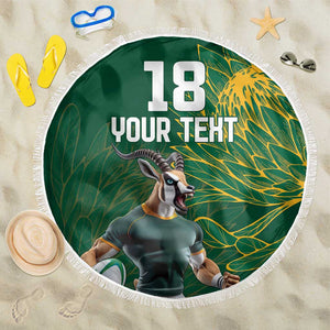 Rugby South Africa Champion Custom Beach Blanket Springboks Mascot - African Pride