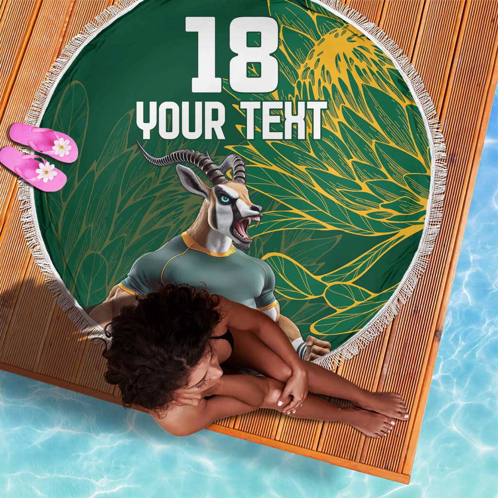 Rugby South Africa Champion Custom Beach Blanket Springboks Mascot - African Pride