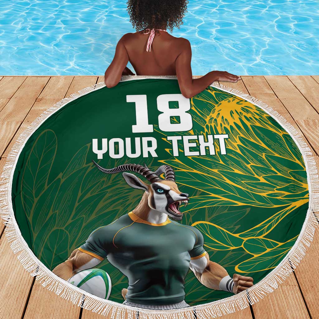 Rugby South Africa Champion Custom Beach Blanket Springboks Mascot - African Pride