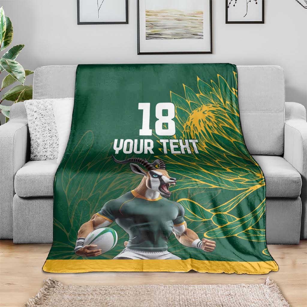 Rugby South Africa Champion Custom Blanket Springboks Mascot - African Pride
