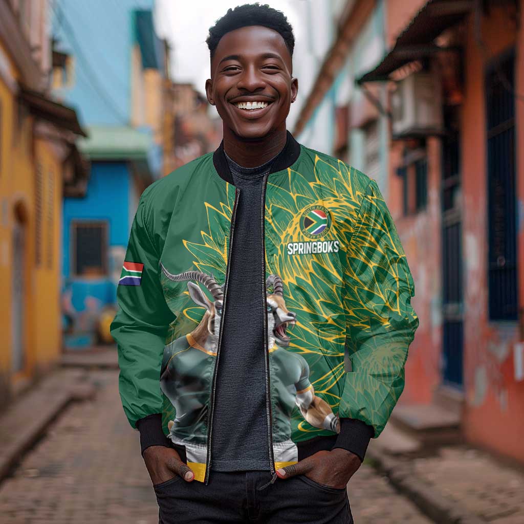 Rugby South Africa Champion Custom Bomber Jacket Springboks Mascot - African Pride