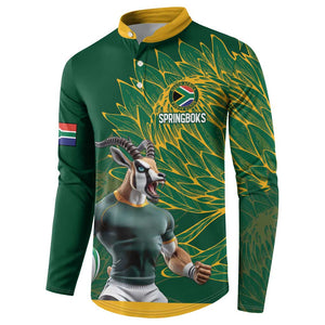Rugby South Africa Champion Custom Button Sweatshirt Springboks Mascot