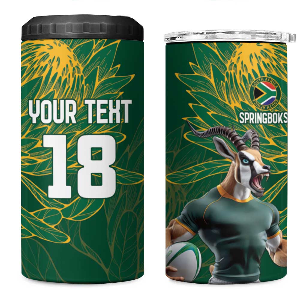 Rugby South Africa Champion Custom 4 in 1 Can Cooler Tumbler Springboks Mascot - African Pride