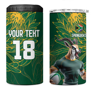 Rugby South Africa Champion Custom 4 in 1 Can Cooler Tumbler Springboks Mascot - African Pride