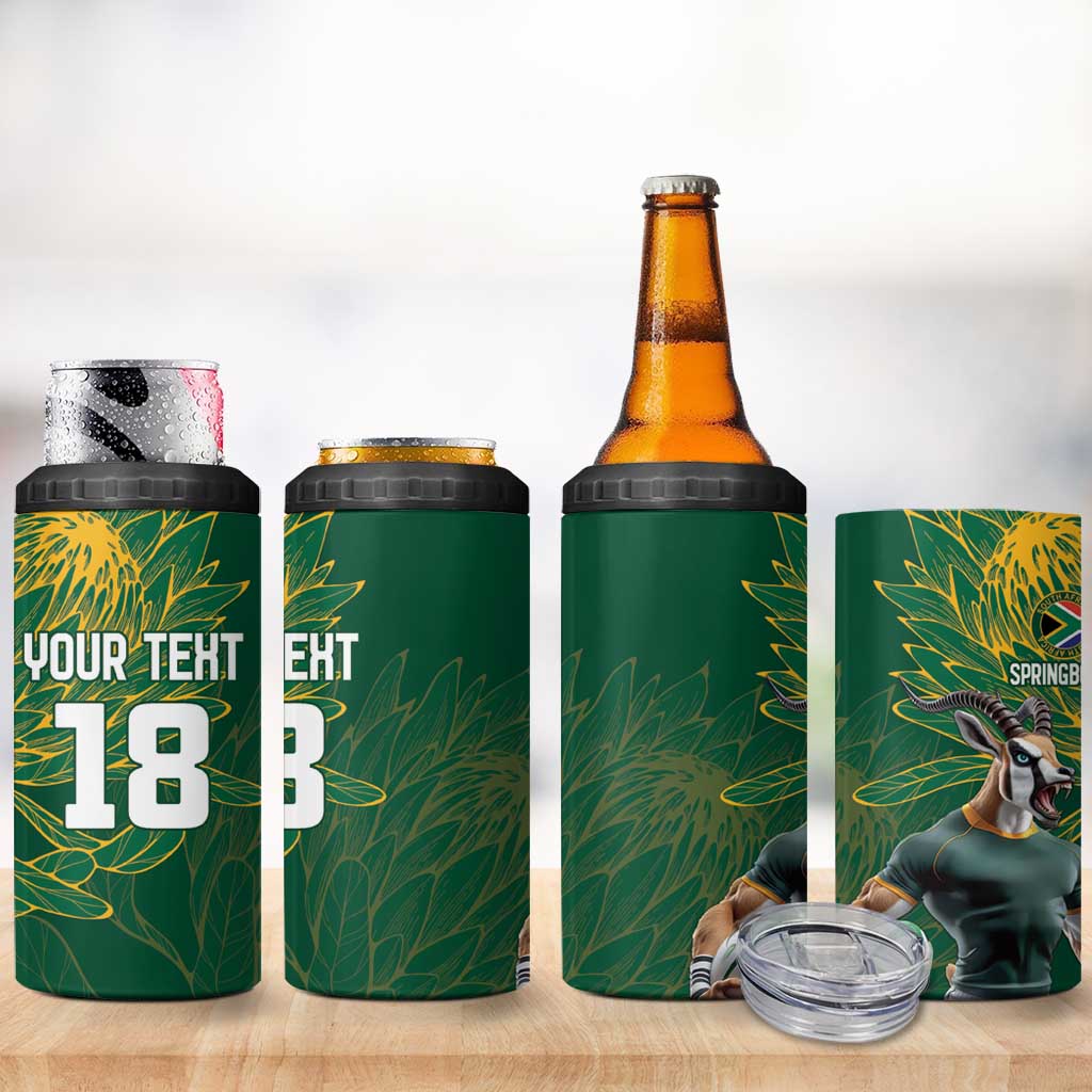 Rugby South Africa Champion Custom 4 in 1 Can Cooler Tumbler Springboks Mascot - African Pride