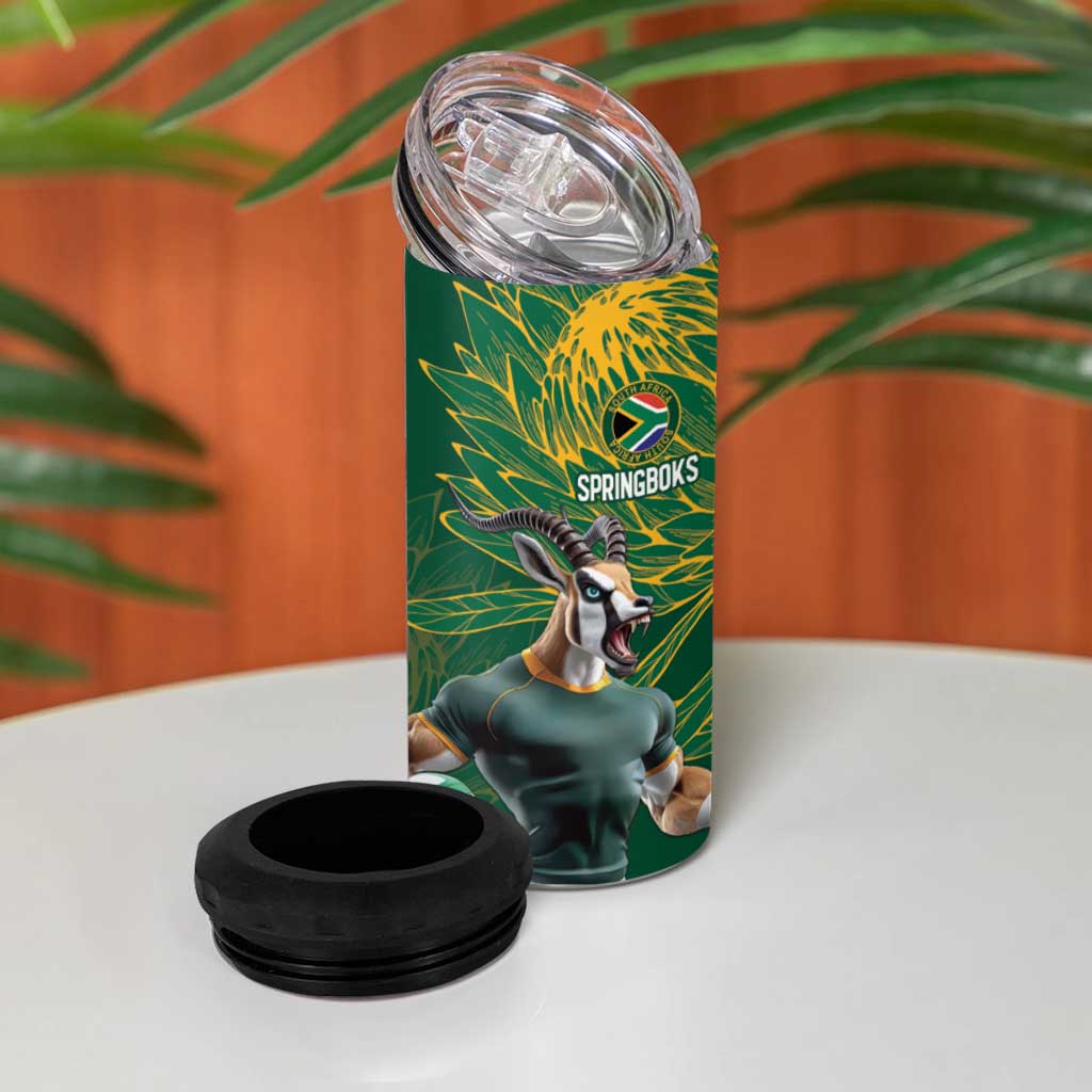 Rugby South Africa Champion Custom 4 in 1 Can Cooler Tumbler Springboks Mascot - African Pride