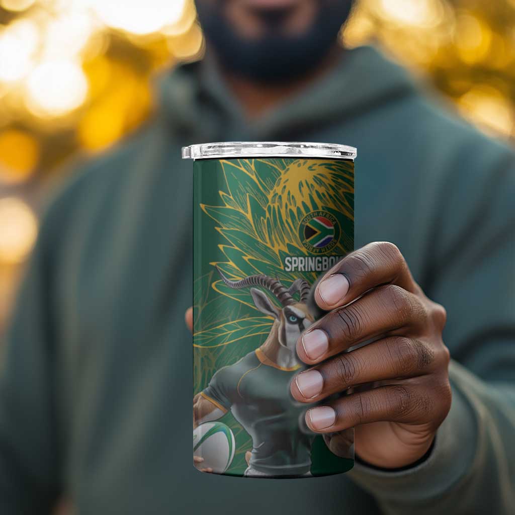 Rugby South Africa Champion Custom 4 in 1 Can Cooler Tumbler Springboks Mascot - African Pride