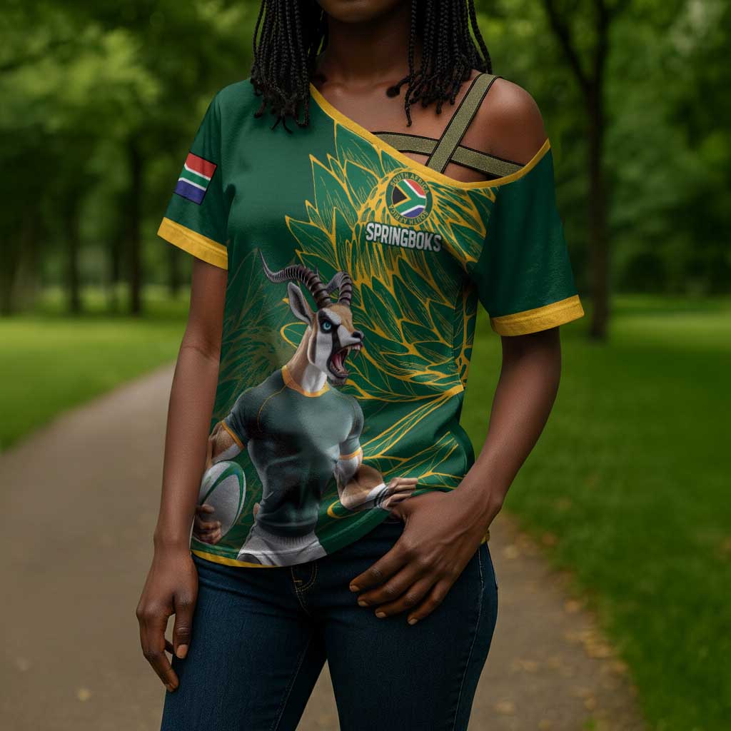 Rugby South Africa Champion Custom Cross Shoulder Shirt Springboks Mascot