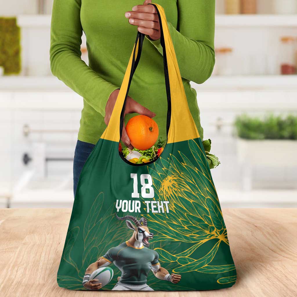Rugby South Africa Champion Custom Grocery Bag Springboks Mascot - African Pride
