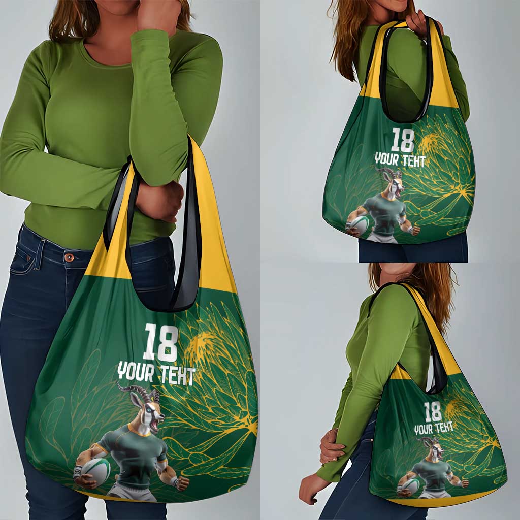Rugby South Africa Champion Custom Grocery Bag Springboks Mascot - African Pride