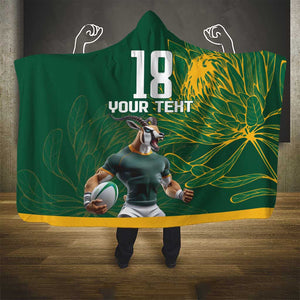 Rugby South Africa Champion Custom Hooded Blanket Springboks Mascot - African Pride