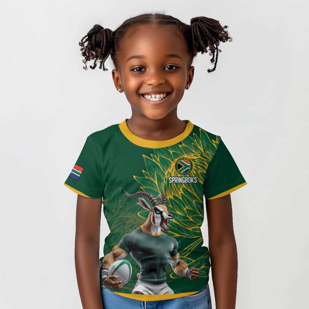 Rugby South Africa Champion Custom Kid T shirt Springboks Mascot - African Pride