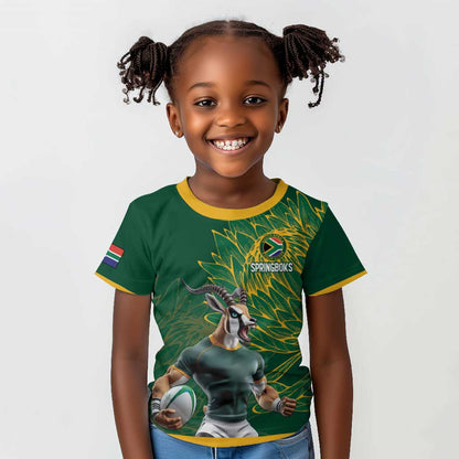 Rugby South Africa Champion Custom Kid T shirt Springboks Mascot - African Pride
