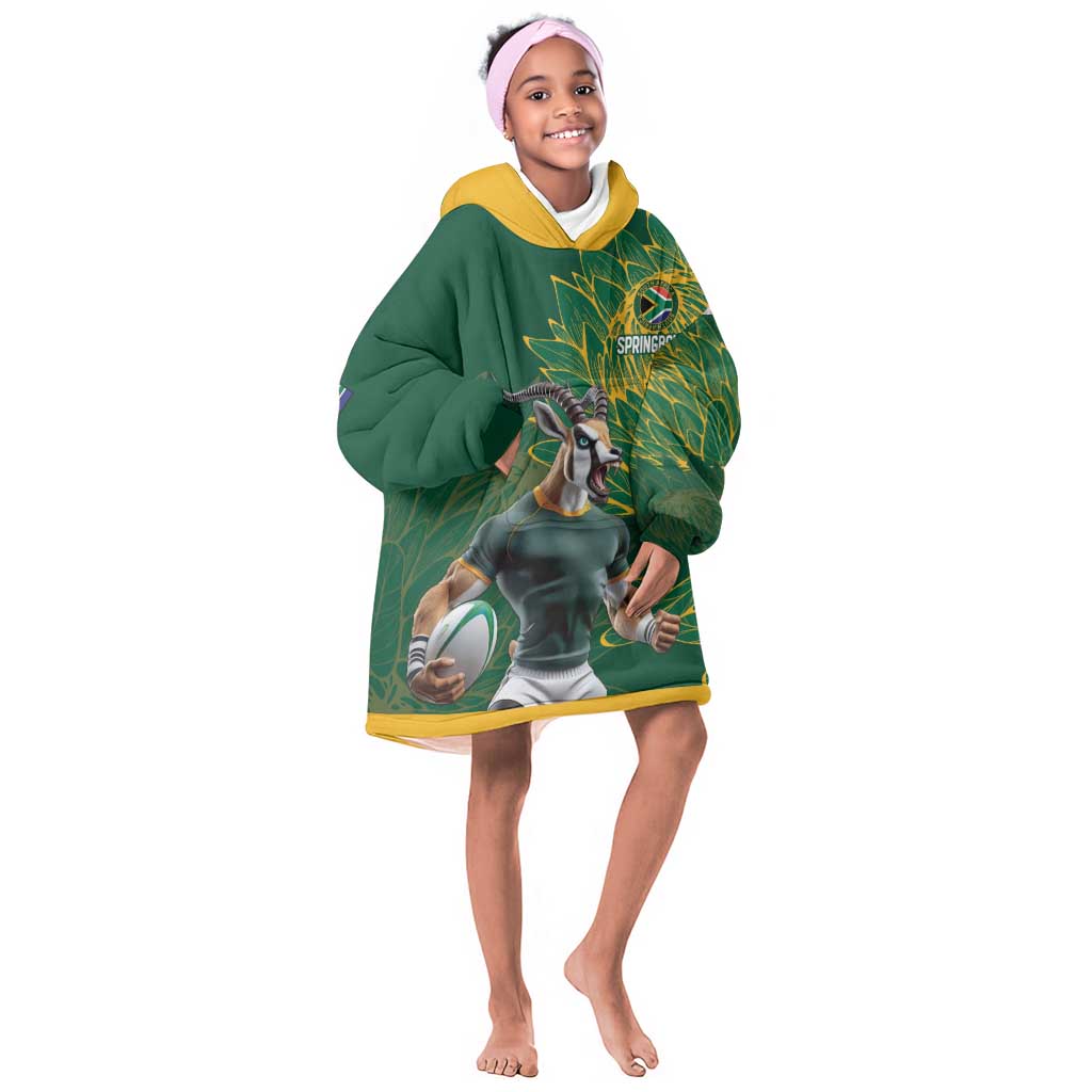 Rugby South Africa Champion Custom Kid Wearable Blanket Hoodie Springboks Mascot - African Pride