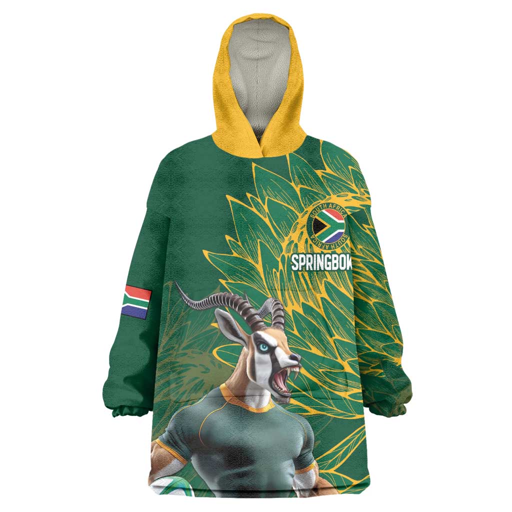 Rugby South Africa Champion Custom Kid Wearable Blanket Hoodie Springboks Mascot - African Pride