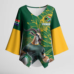 Rugby South Africa Champion Custom Kimono Sleeve Blouse Springboks Mascot
