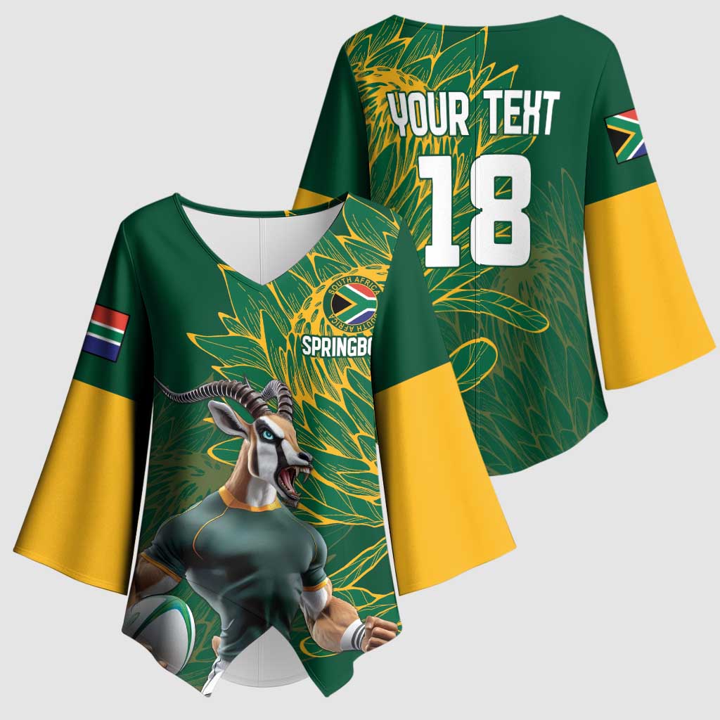 Rugby South Africa Champion Custom Kimono Sleeve Blouse Springboks Mascot
