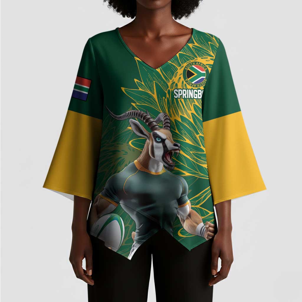 Rugby South Africa Champion Custom Kimono Sleeve Blouse Springboks Mascot