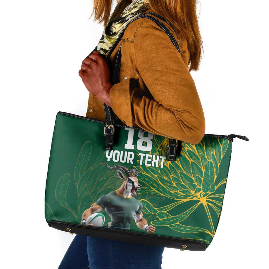 Rugby South Africa Champion Custom Leather Tote Bag Springboks Mascot - African Pride