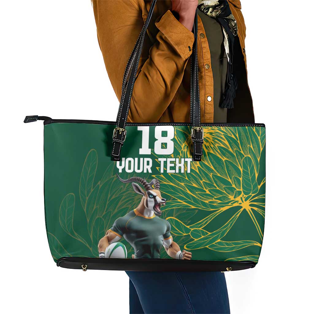 Rugby South Africa Champion Custom Leather Tote Bag Springboks Mascot - African Pride