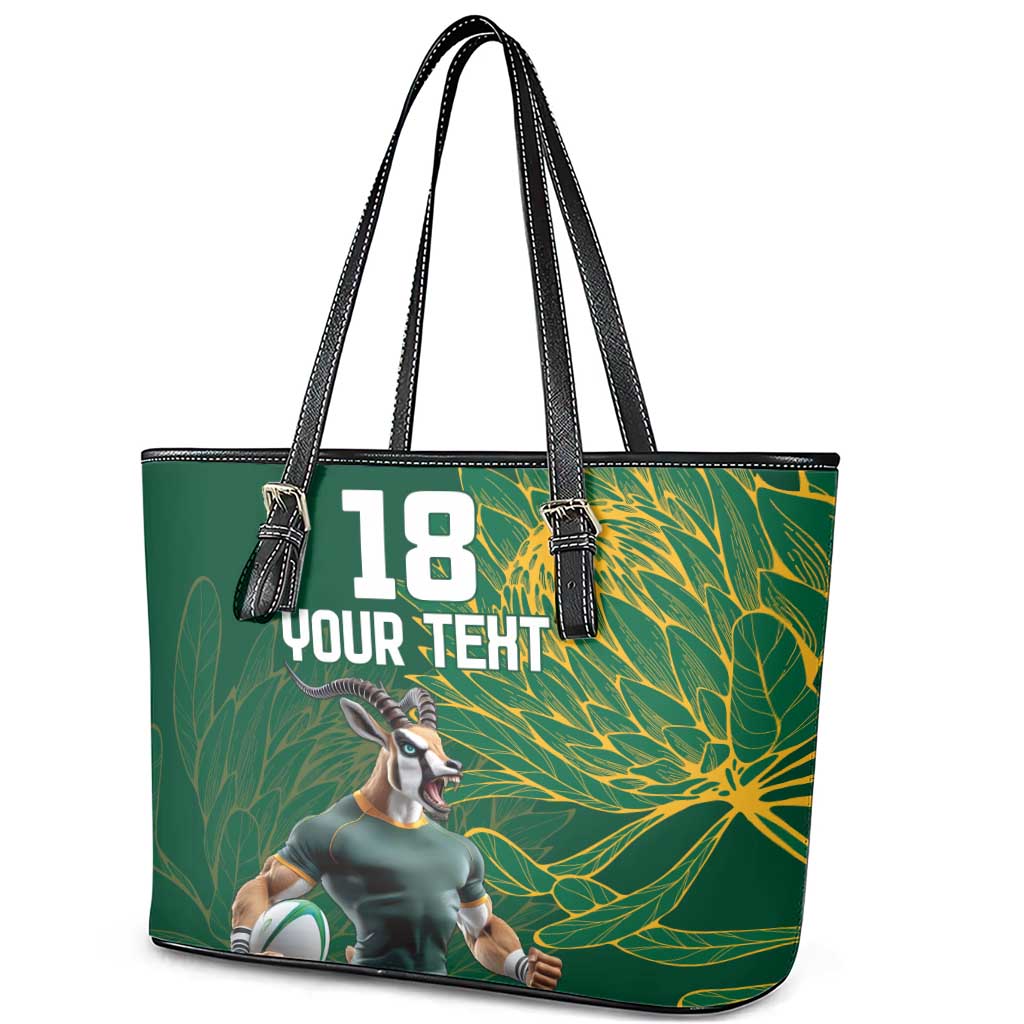 Rugby South Africa Champion Custom Leather Tote Bag Springboks Mascot - African Pride