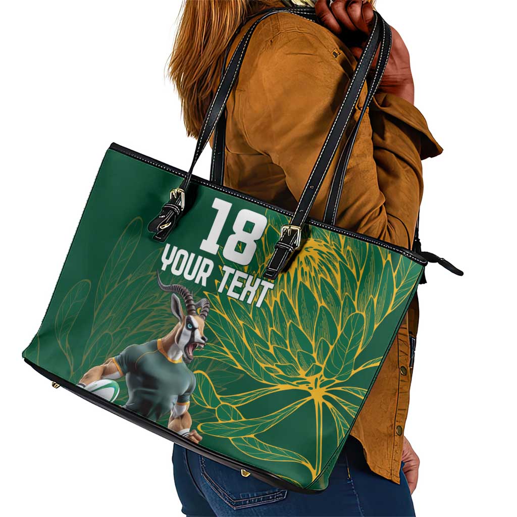 Rugby South Africa Champion Custom Leather Tote Bag Springboks Mascot - African Pride