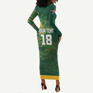 Rugby South Africa Champion Custom Long Sleeve Bodycon Dress Springboks Mascot - African Pride