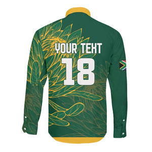 Rugby South Africa Champion Custom Long Sleeve Button Shirt Springboks Mascot - African Pride