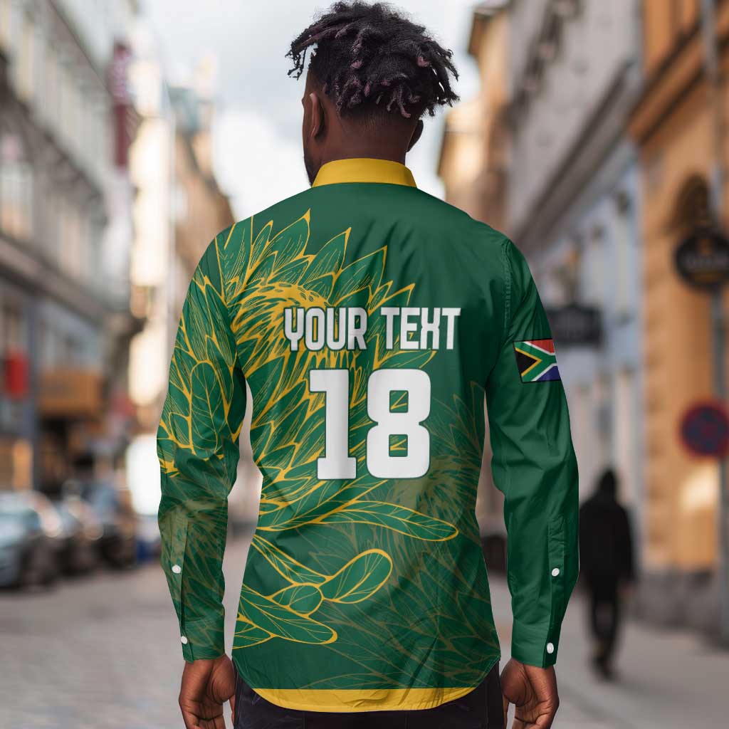 Rugby South Africa Champion Custom Long Sleeve Button Shirt Springboks Mascot - African Pride