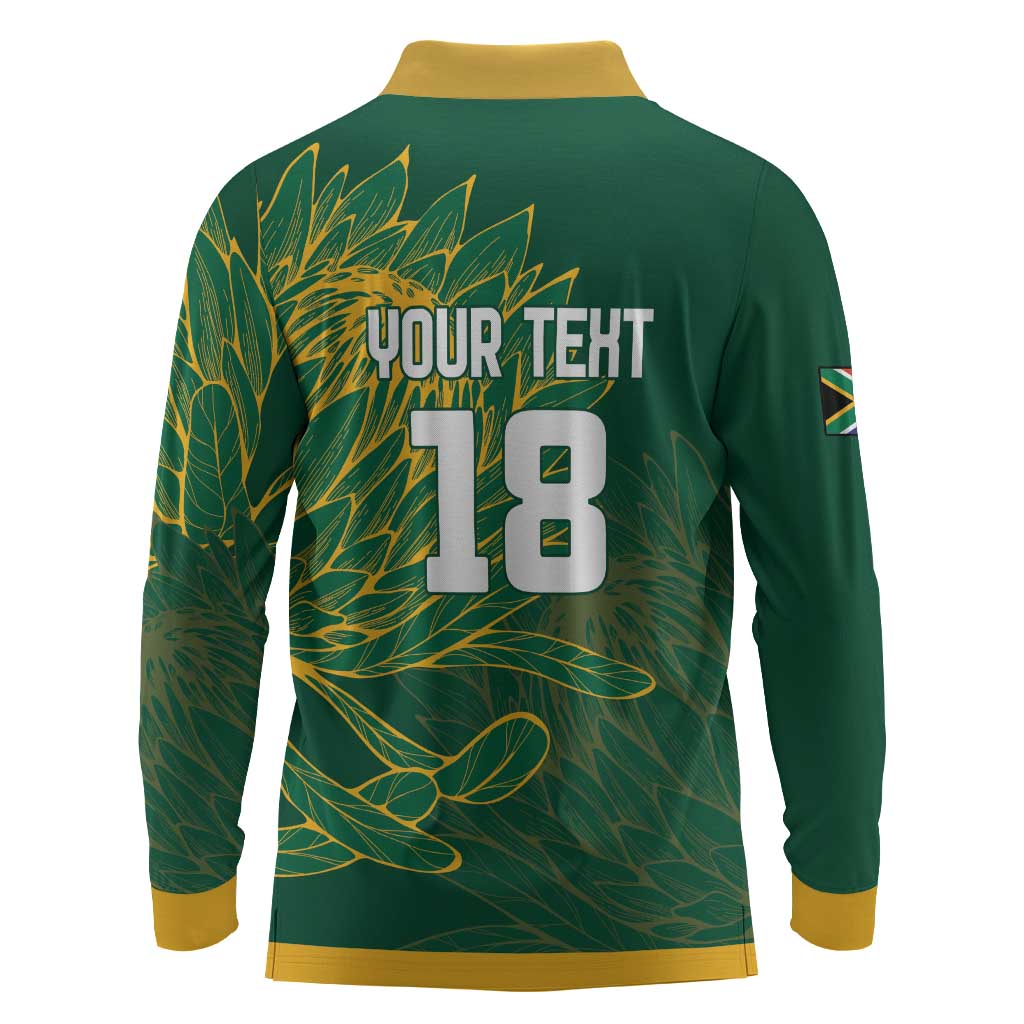Rugby South Africa Champion Custom Long Sleeve Polo Shirt Springboks Mascot - African Pride