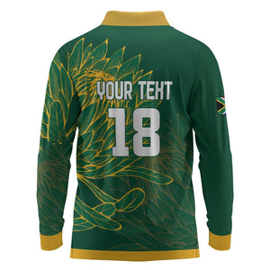 Rugby South Africa Champion Custom Long Sleeve Polo Shirt Springboks Mascot - African Pride