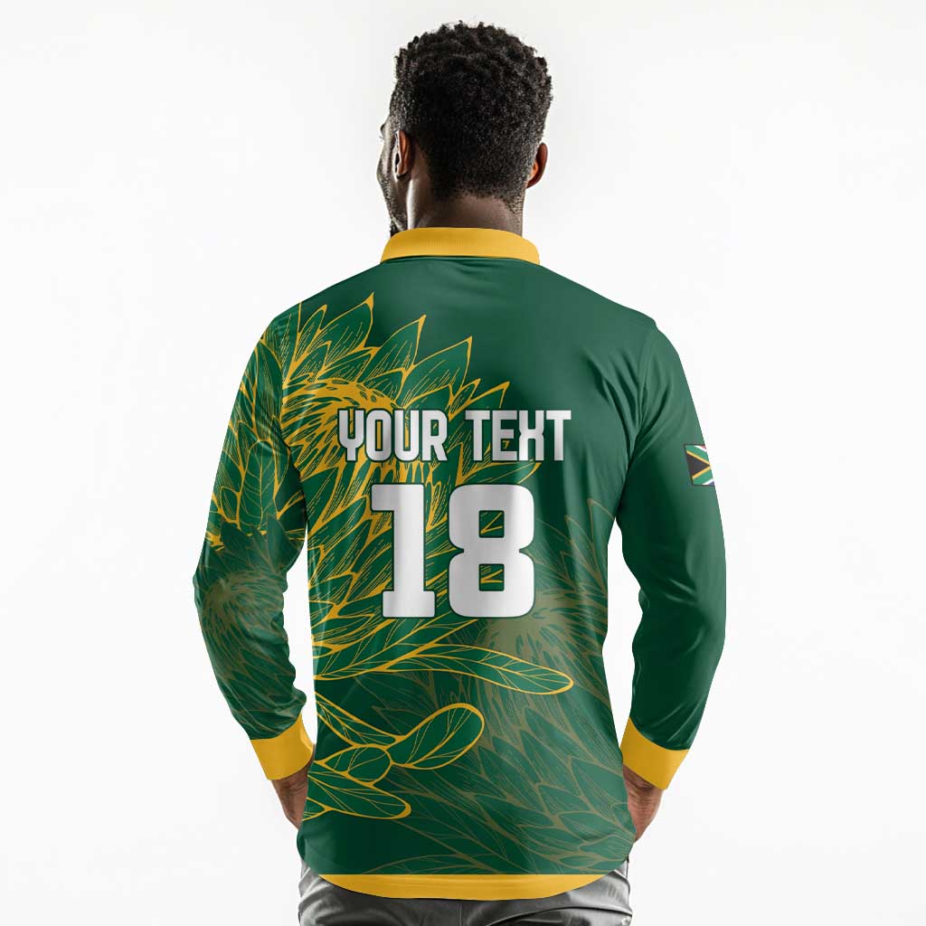Rugby South Africa Champion Custom Long Sleeve Polo Shirt Springboks Mascot - African Pride