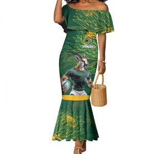 Rugby South Africa Champion Custom Mermaid Dress Springboks Mascot - African Pride