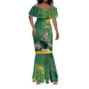 Rugby South Africa Champion Custom Mermaid Dress Springboks Mascot - African Pride