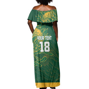Rugby South Africa Champion Custom Off Shoulder Maxi Dress Springboks Mascot - African Pride