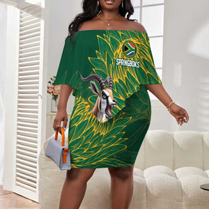 Rugby South Africa Champion Custom Off Shoulder Short Dress Springboks Mascot - African Pride