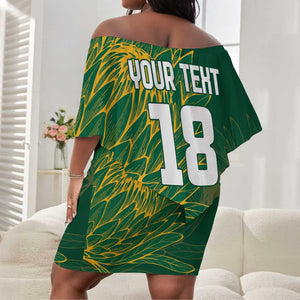 Rugby South Africa Champion Custom Off Shoulder Short Dress Springboks Mascot - African Pride