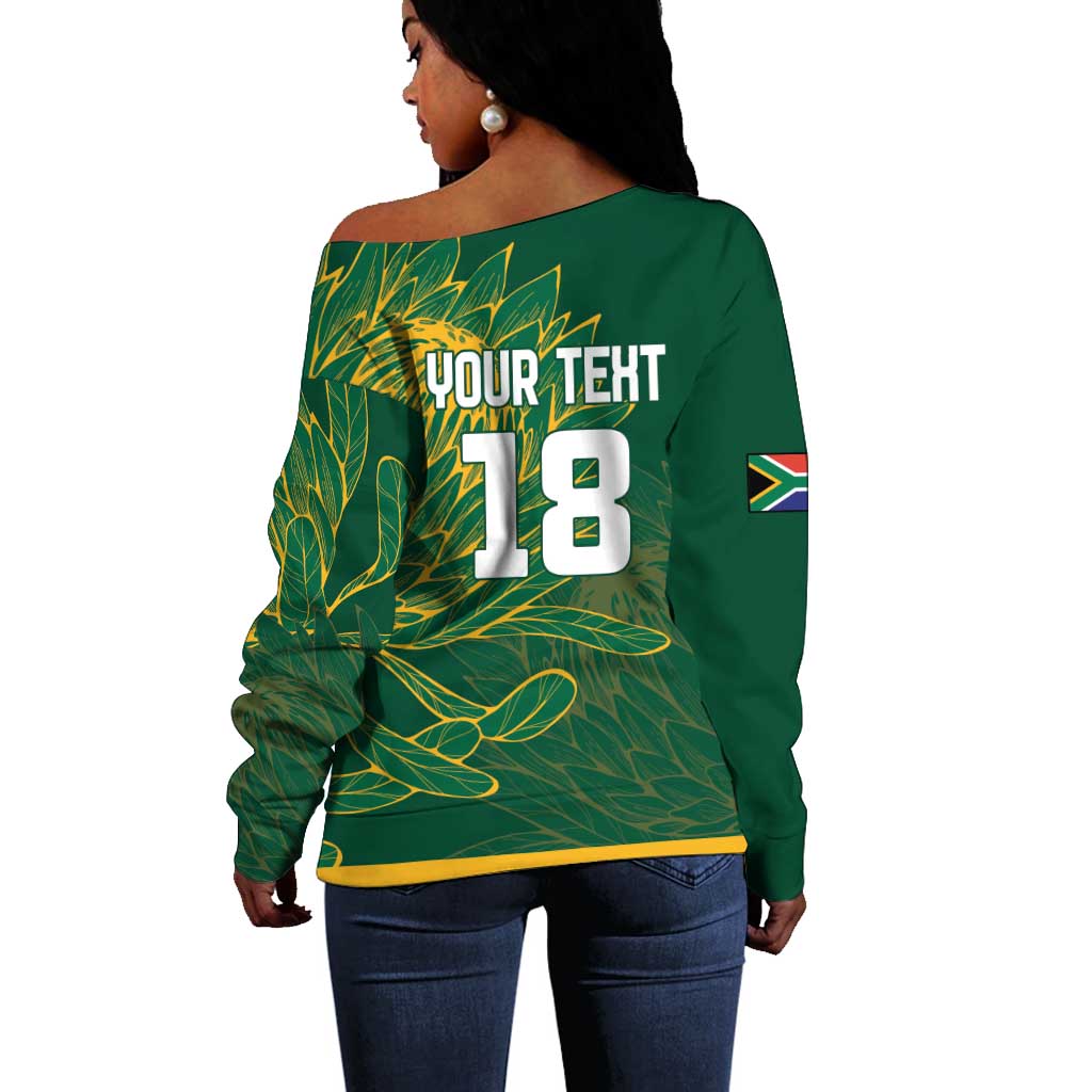 Rugby South Africa Champion Custom Off Shoulder Sweater Springboks Mascot - African Pride