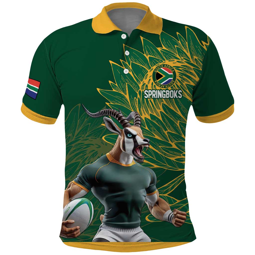 Rugby South Africa Champion Custom Polo Shirt Springboks Mascot - African Pride