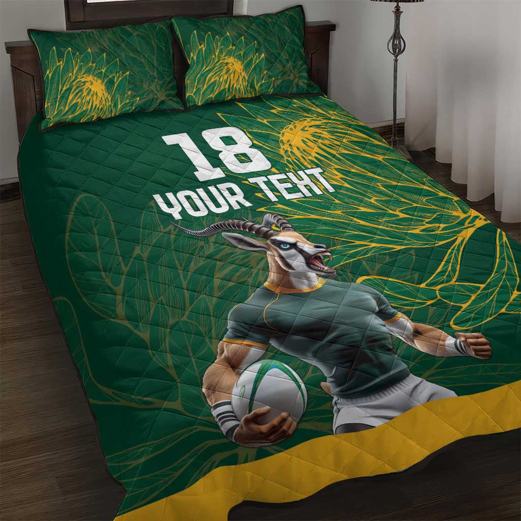 Rugby South Africa Champion Custom Quilt Bed Set Springboks Mascot - African Pride