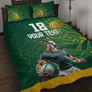 Rugby South Africa Champion Custom Quilt Bed Set Springboks Mascot - African Pride