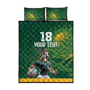 Rugby South Africa Champion Custom Quilt Bed Set Springboks Mascot - African Pride