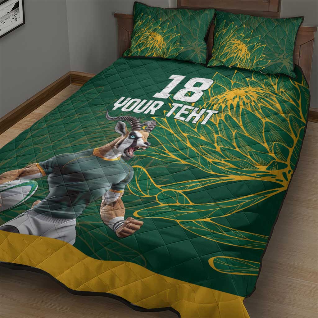 Rugby South Africa Champion Custom Quilt Bed Set Springboks Mascot - African Pride
