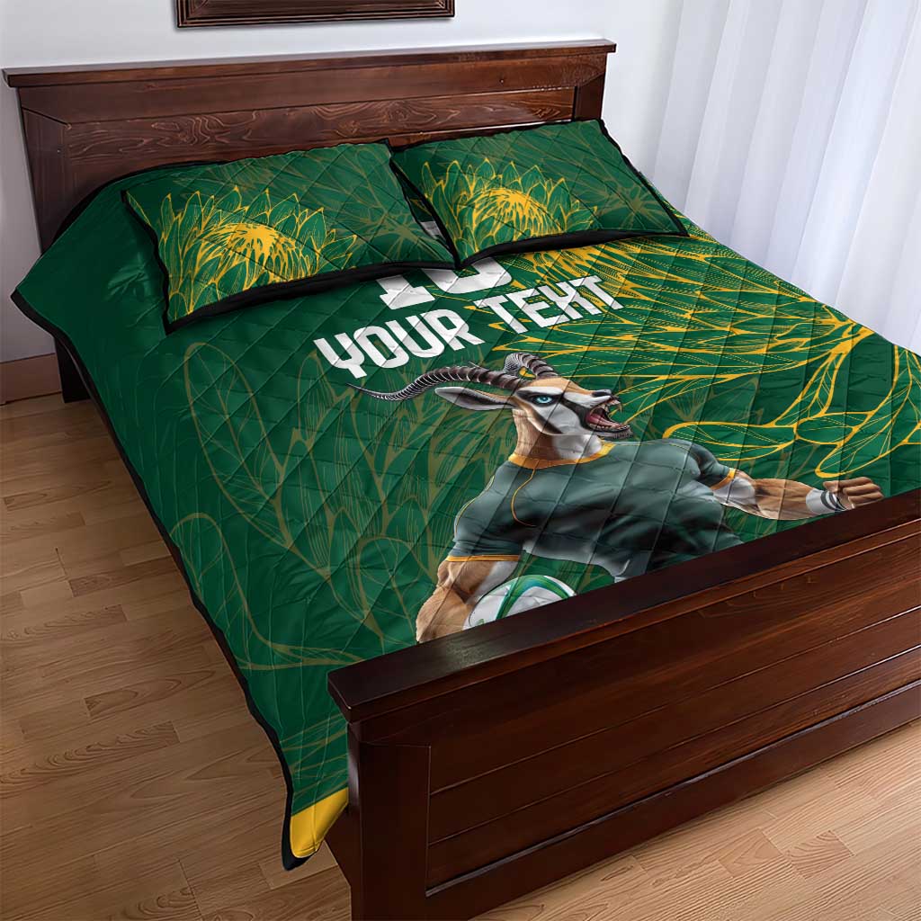 Rugby South Africa Champion Custom Quilt Bed Set Springboks Mascot - African Pride