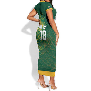 Rugby South Africa Champion Custom Short Sleeve Bodycon Dress Springboks Mascot - African Pride