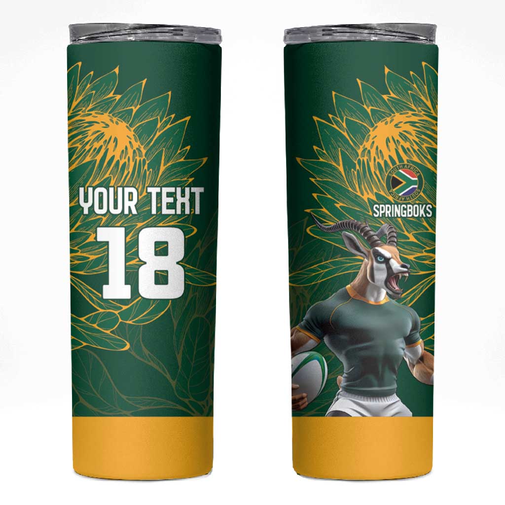 Rugby South Africa Champion Custom Skinny Tumbler Springboks Mascot - African Pride